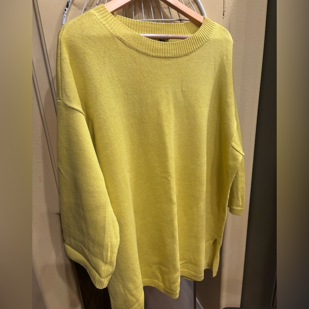 Eileen Fisher Lemon Yellow Crew Neck Sweater